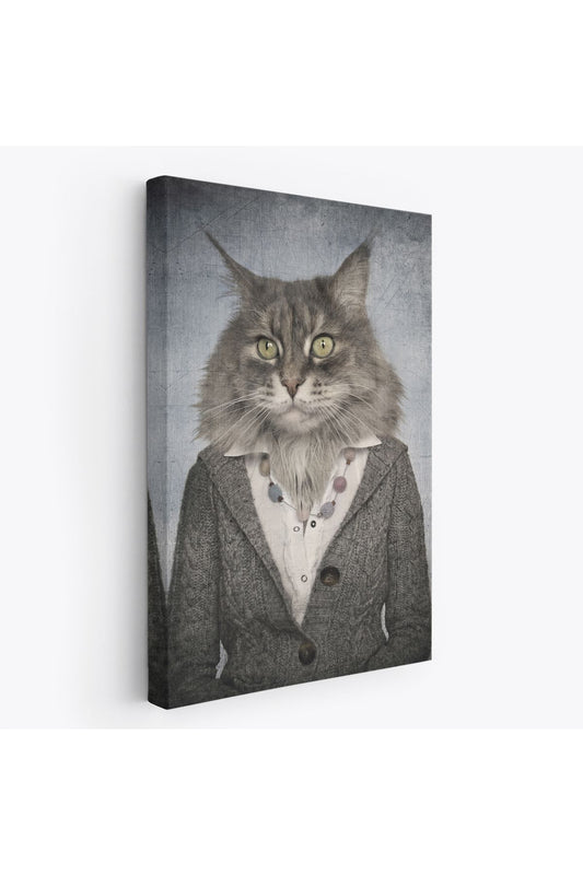 Kedi Kafalı İnsan Kanvas Tablo-4985