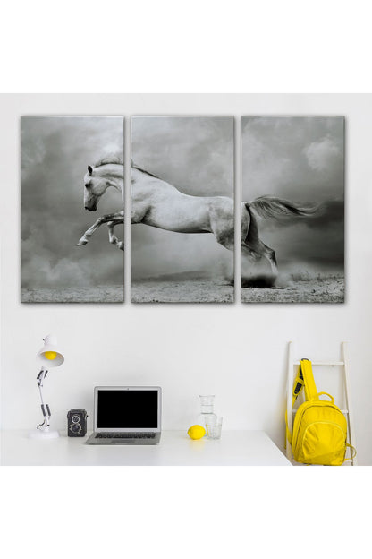 Özel Tasarım, Dekortif BaskıÇöldeki Beyaz At Tablosu-6598
