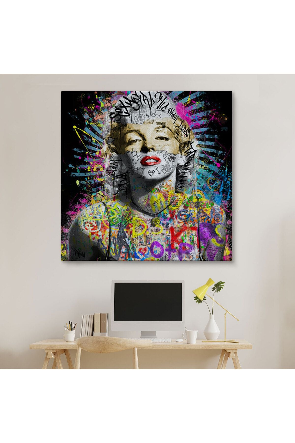 Marilyn Monroe Sokak Sanatı Kanvas Tablo Street Art Graffiti-5893
