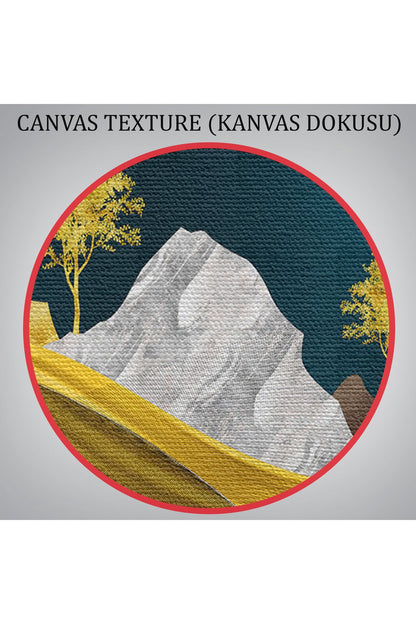 Altın Renkli Dağların Dekoratif Duvar Tablosu-3523