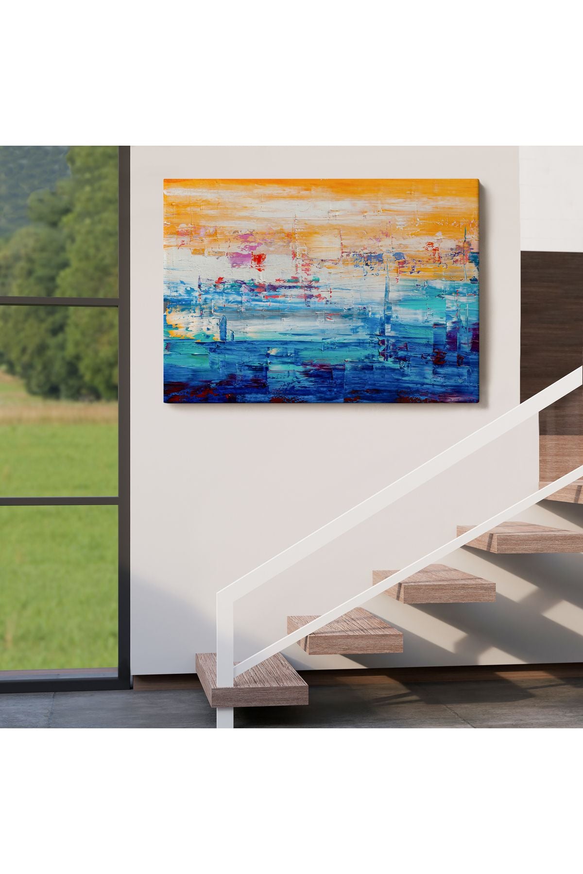 Soyut Yağlıboya Görünüm Dekoratif Kanvas Duvar Tablosu-3720
