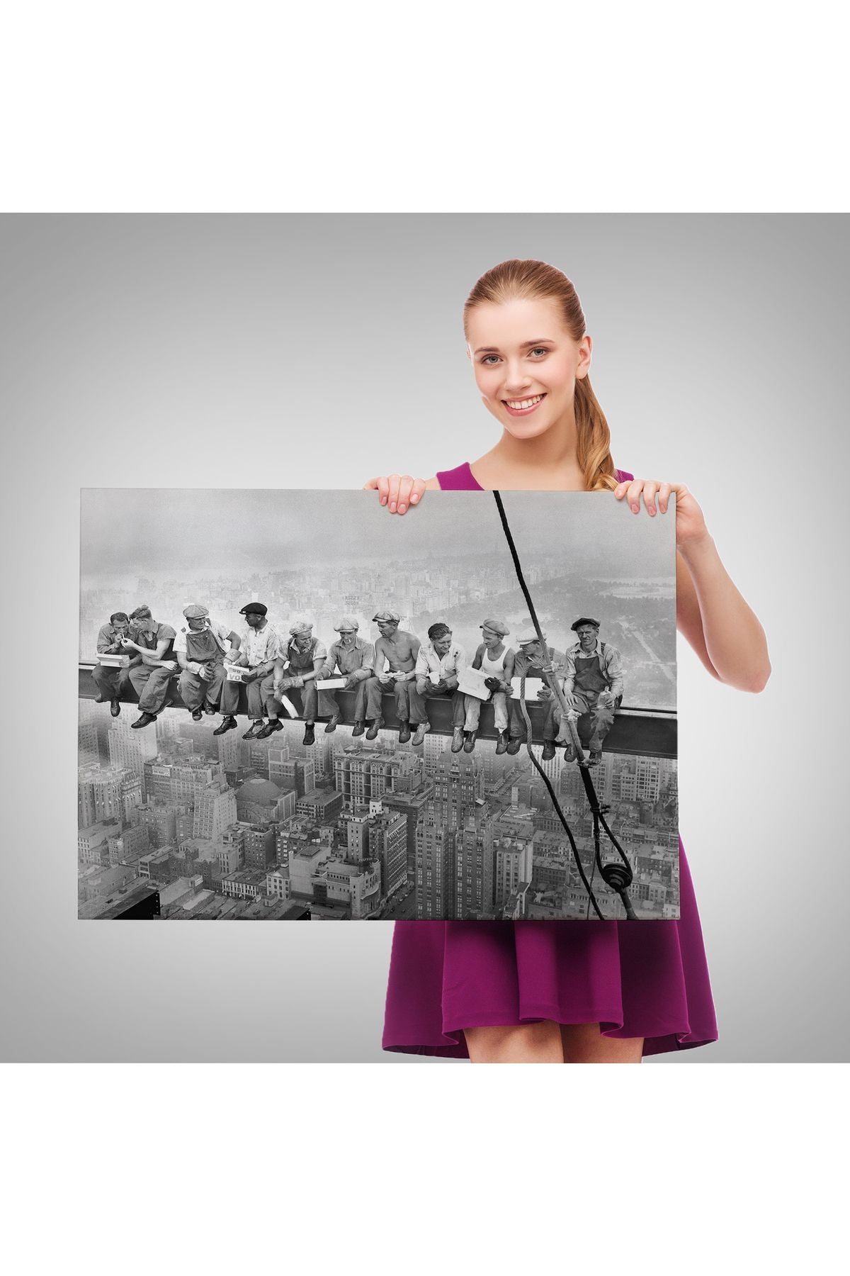 Bir Gökdelenin Tepesinde Öğle Yemeği New York Kanvas Tablo-5408