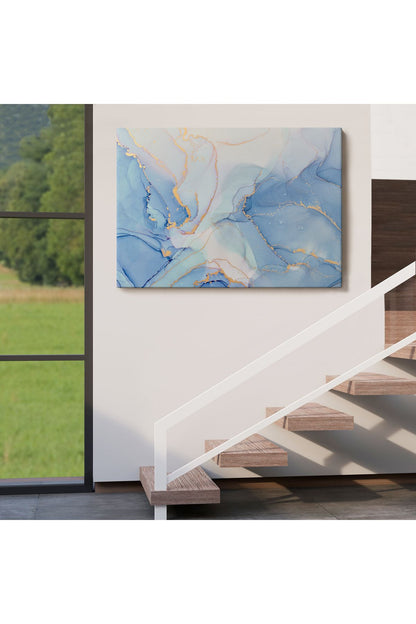 Mürekkep ve Alkol Elementleri ile Mermer Deseni Verilmiş Kanvas Tablo-5044