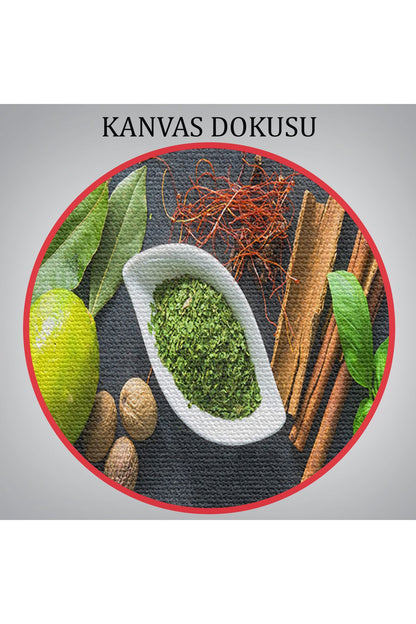 Mutfak Masasın da Baharatlar Dekoratif Kanvas Duvar Tablosu-3538