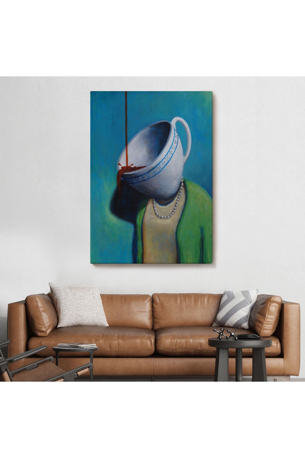 Kahve Tiryakisi Kadın Dekoratif Duvar Tablosu-6128