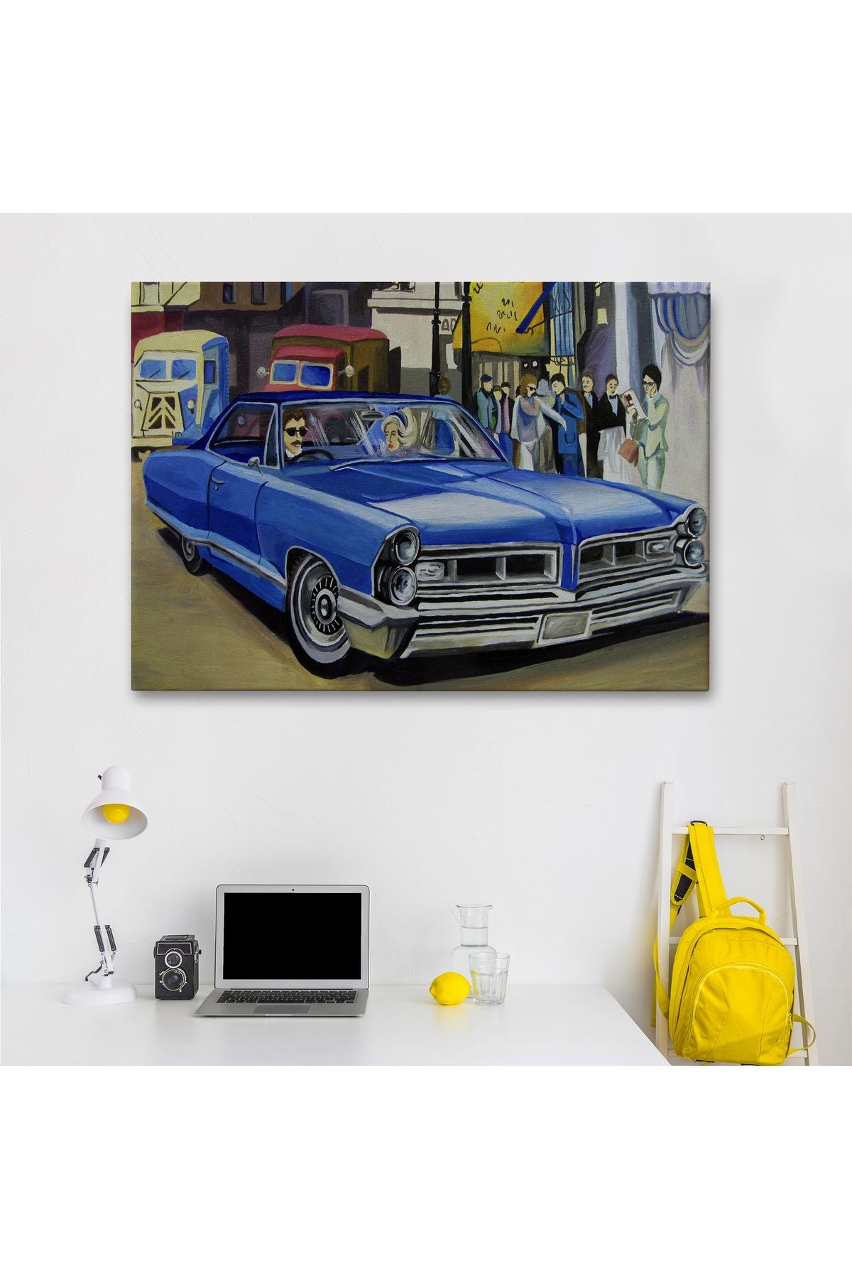 Fırça Darbeleri ile Soyut Yağlıboya Görünüm Dekoratif Kanvas Duvar Tablosu-3761