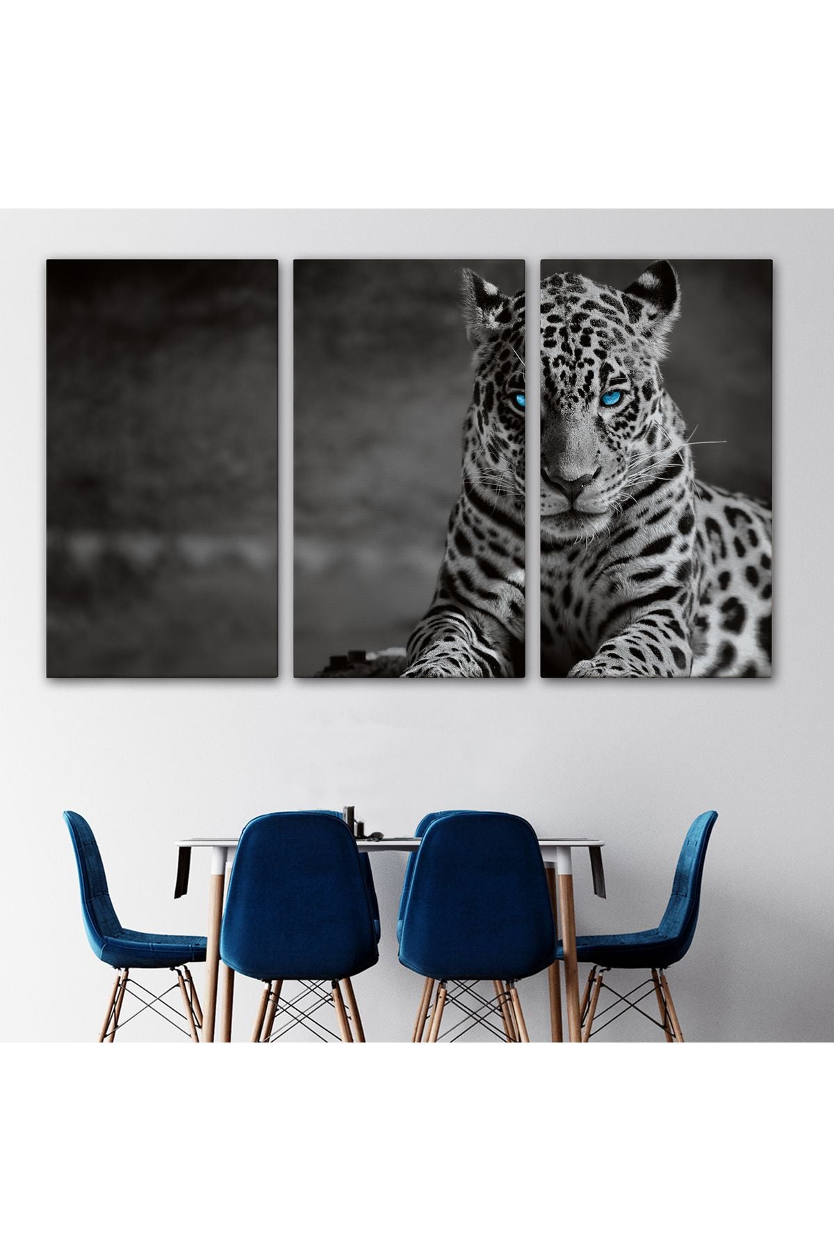 Mavi Gözlü Leopar Dekoratif Kanvas Tablo 1162