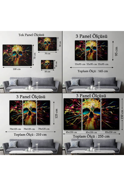 Kafatası Kanvas Tablo, Graffiti Duvar Sanatı, Kafatası, Graffiti Kafatası Sokak Sanatı-5382