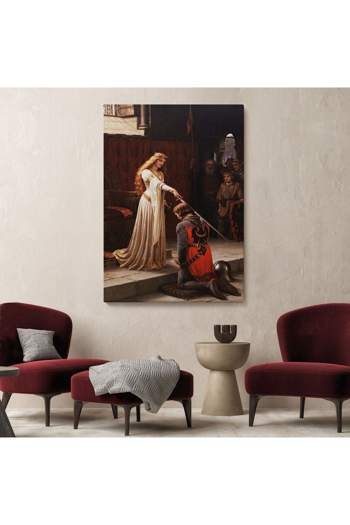 The Accolade - Edmund Blair Leighton Şövalyenin Kraliçeye Sadakat Tablosu-6364