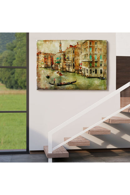 Venedik Kanalları Yağlıboya Çalışması Dekoratif Kanvas Duvar Tablosu-3428