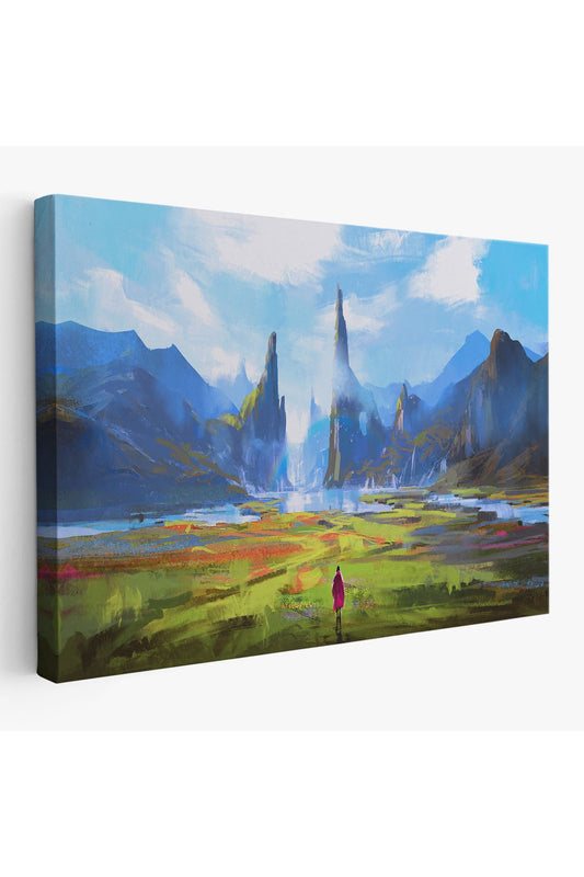 Doğada Yürüyen Kadın Manzarası Kanvas Tablo-5081