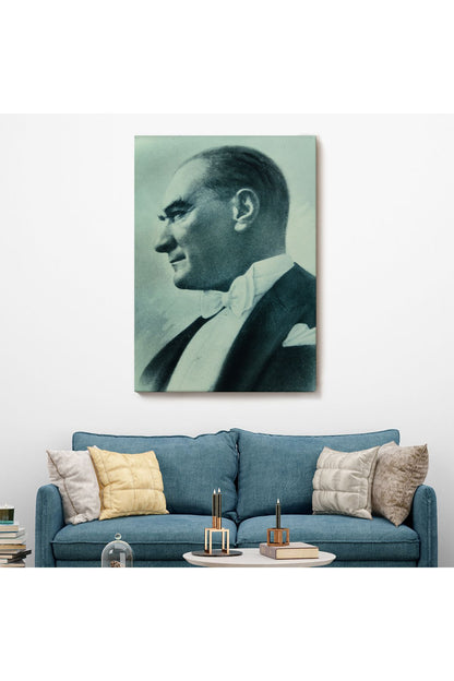 Atatürk Portre Tablosu Mustafa Kemal Atatürk Dikdörtgen Dekoratif Kanvas Tablo-DI-86
