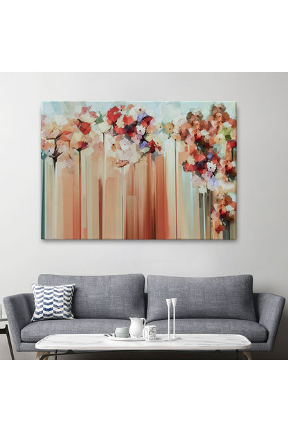 YB HG Soyut Çiçekler Yağlıboya Görünüm Dekoratif Kanvas Duvar Tablosu-3540