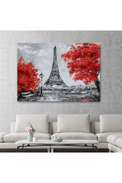 Paris Etfel Kulesi Yağlıboya Görünüm Dekoratif Kanvas Duvar Tablosu-3508