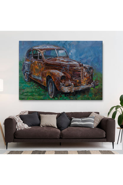 Paslı Eski Araba Dekoratif Duvar Tablosu-3531
