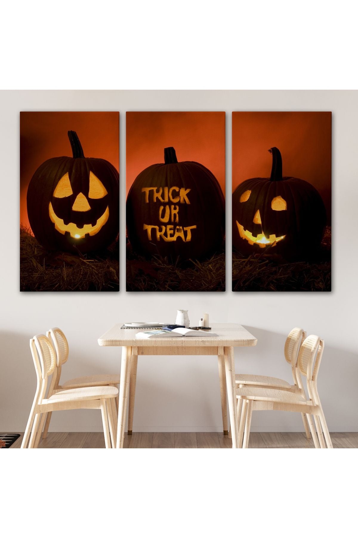 Cadılar Bayramı Korkunç Kabak Kanvas Dekoratif Duvar Tablosu-5201