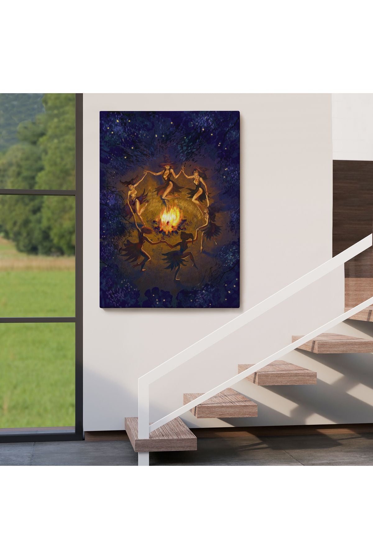 Şabat Ayini Yapan Cadıların Ateş Etrafındaki Dans Tablosu-6354