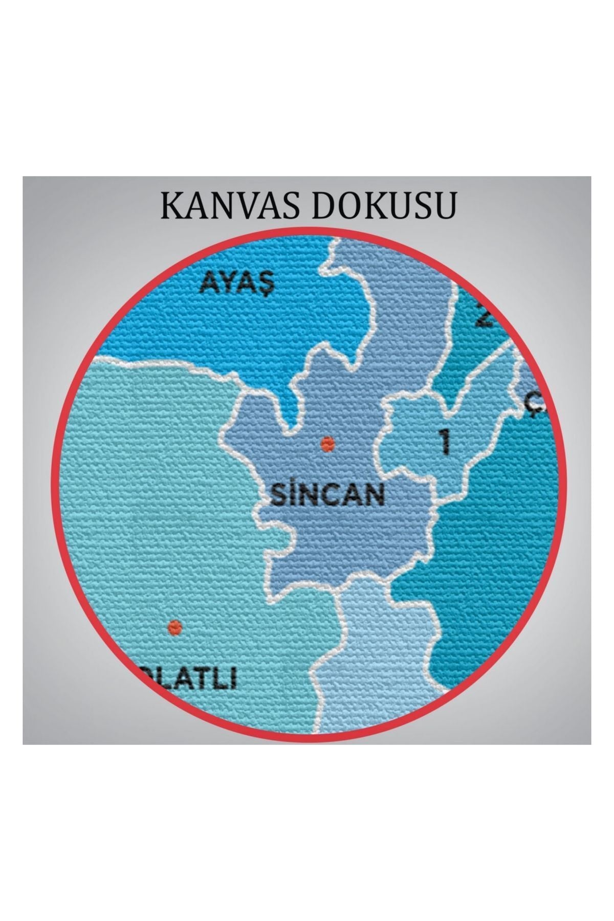 Kanvas Tablo, Duvar Dekoru, İl ve İlçeler Haritası Ankara, Modern 1264 BUNGKNV