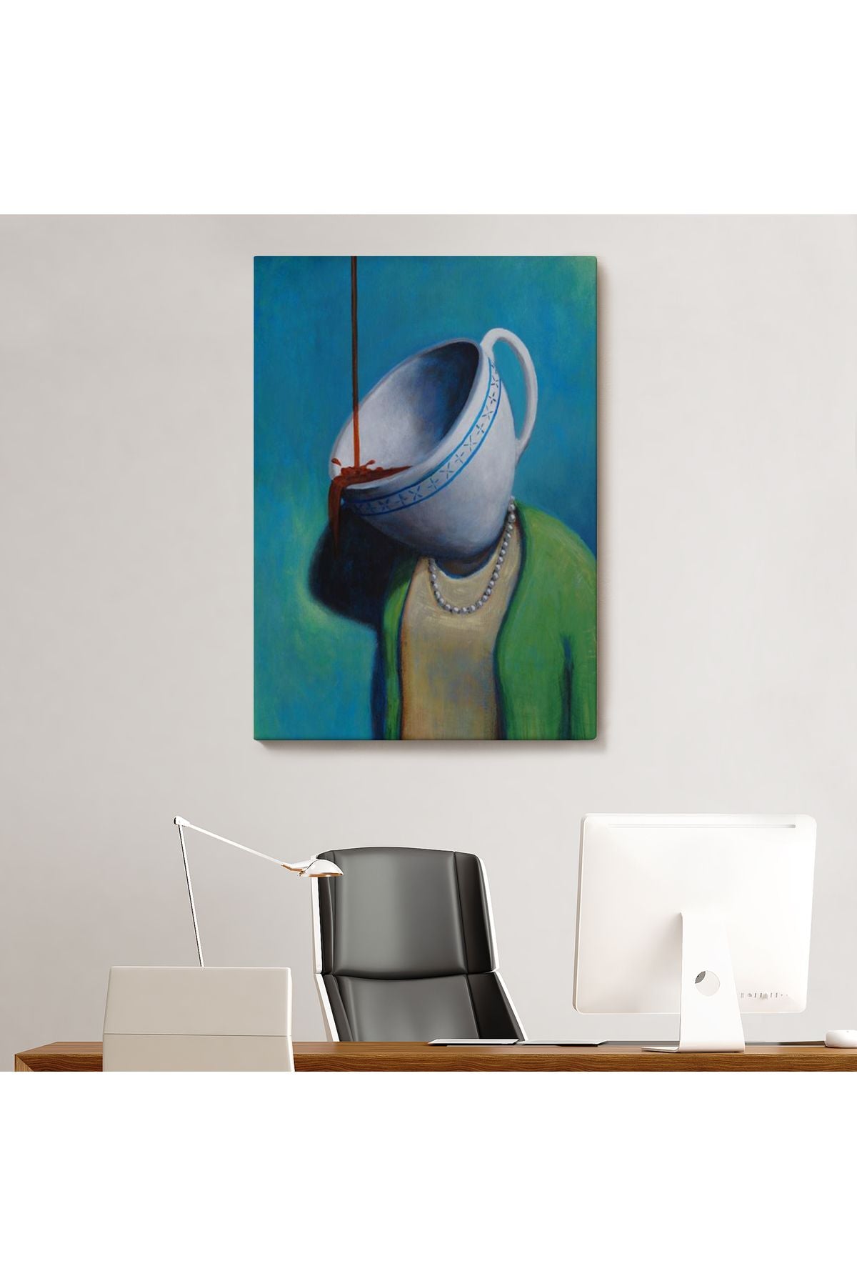 Kahve Tiryakisi Kadın Dekoratif Duvar Tablosu-6128