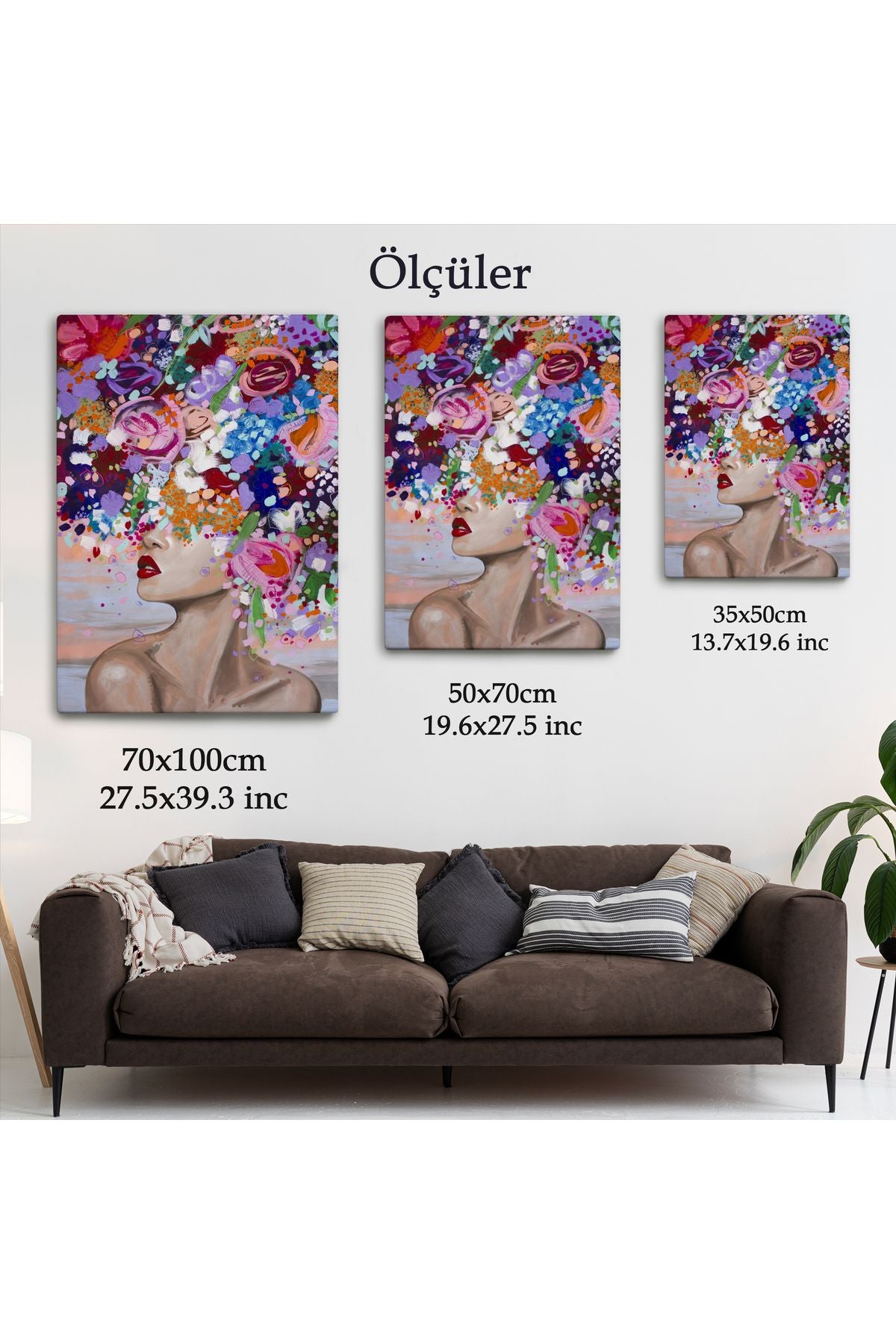 Çiçek Saçlı Kadın Yağlıboya Görünüm Dekoratif Kanvas Duvar Tablosu -6413