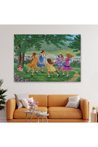 Bahçede Oynayan Kız Çocukları Tablosu-6532