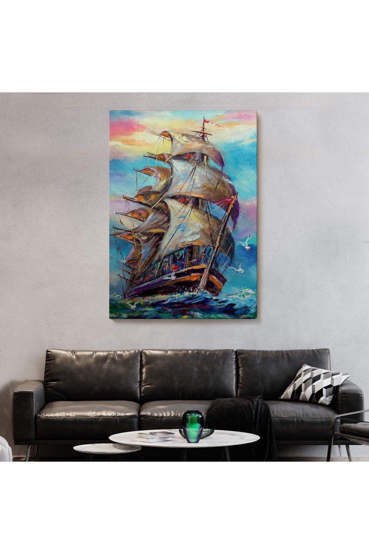 Yağlı Boya Görünümlü Yelkenli Kanvas Tablo-5999