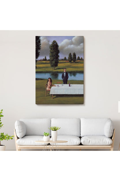 Dekoratif Kanvas Tablo, Duvar Tablosu-Nehir Kenarı ve Sevgilisini Bekleyen Kadın 6258