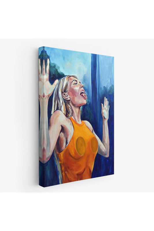 Camı Yalayan Kadın Kanvas Tablosu-5130