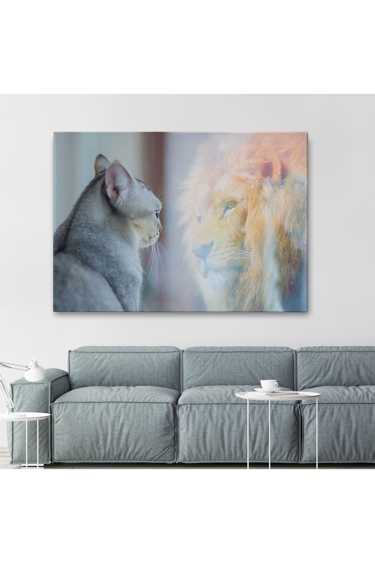 Kendini Aslan Gören Kedi Dekoratif Kanvas Tablo 1175