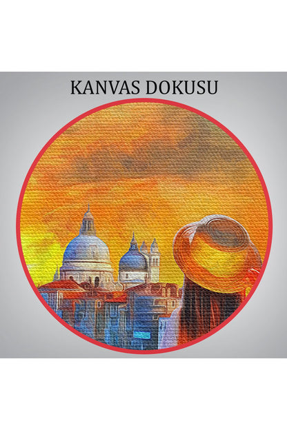 Venedik Kanalını İzleyen Kız Yağlıboya Görünüm Dekoratif Kanvas Duvar Tablosu-3699