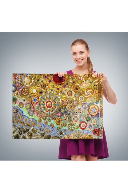 Sanatsal Mozaik Cam Dekoratif Kanvas Duvar Tablosu-3463