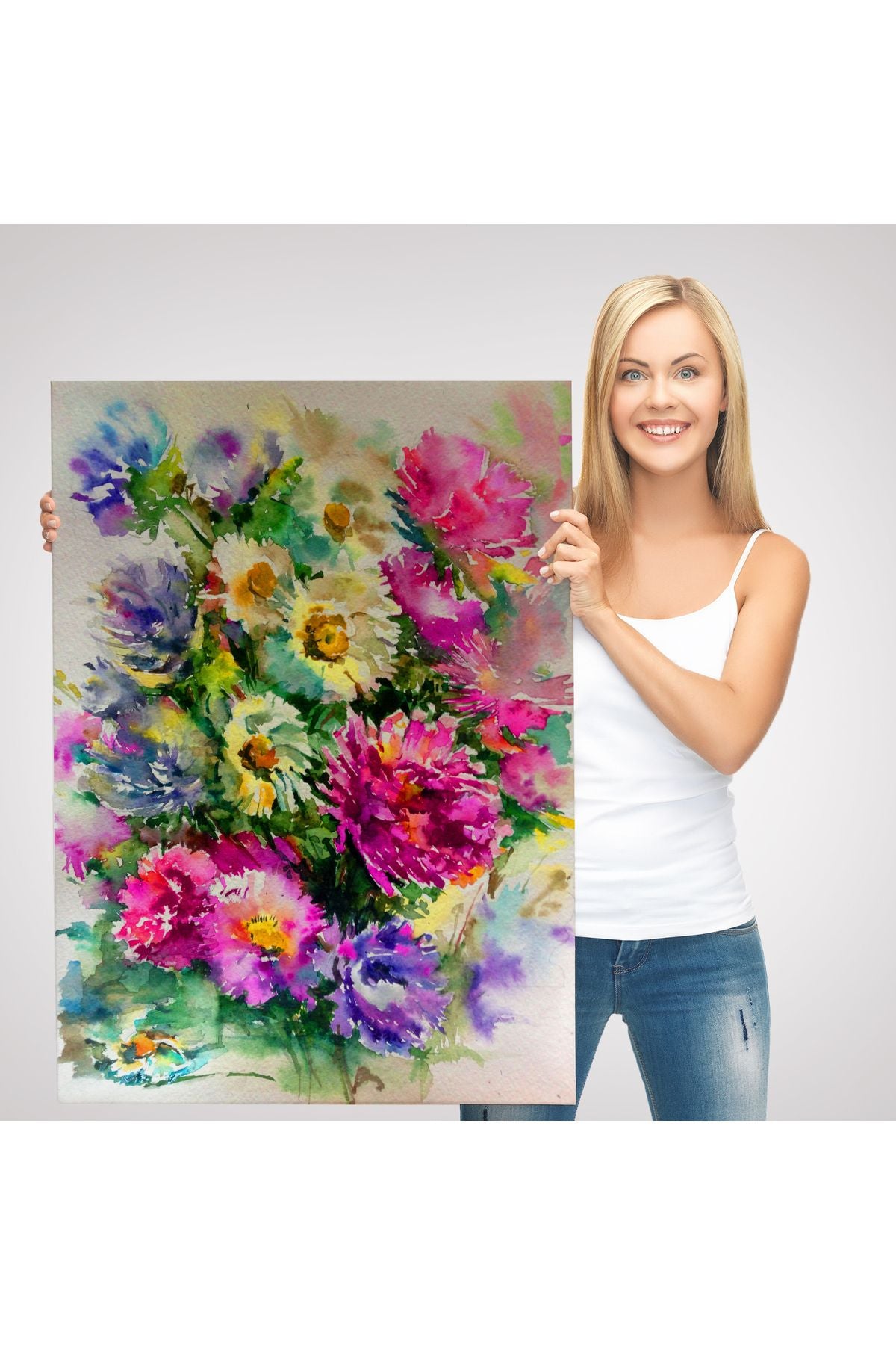 Renkli Çiçekler Duvar Tablosu-5993