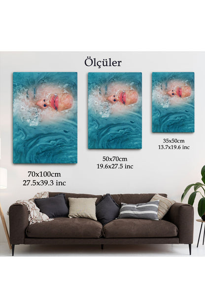 Su Altındaki Kadın Dekoratif Duvar Tablosu-6202
