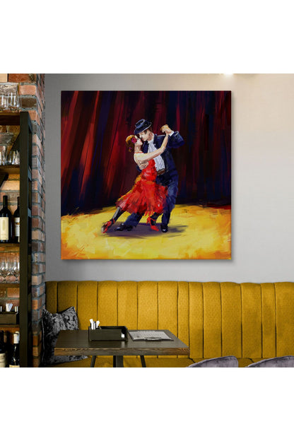 trndry seri001 Tango Danscıları Yağlıboya Görünüm Dekoratif Kanvas Duvar Tablosu-5846