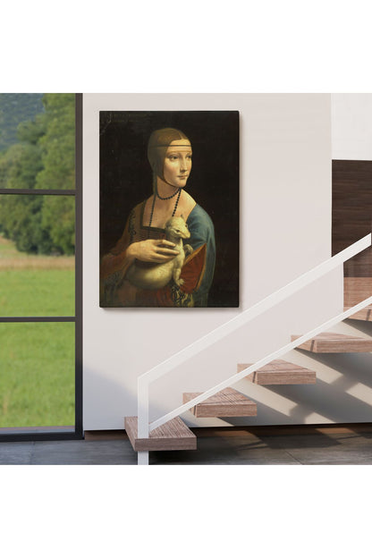 Ermine Leonardo Da Vinci'nın Kakımlı Kadın Eseri Kanvas Tablo / The Lady with Bangs-5113