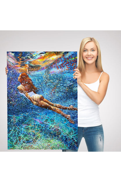 Su Altında Yüzen Kız Duvar Tablosu-6334