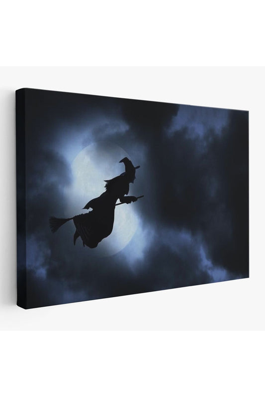 Süpürgede Uçan Cadı, Cadılar Bayramı Dekoratif Duvar Tablosu-5202