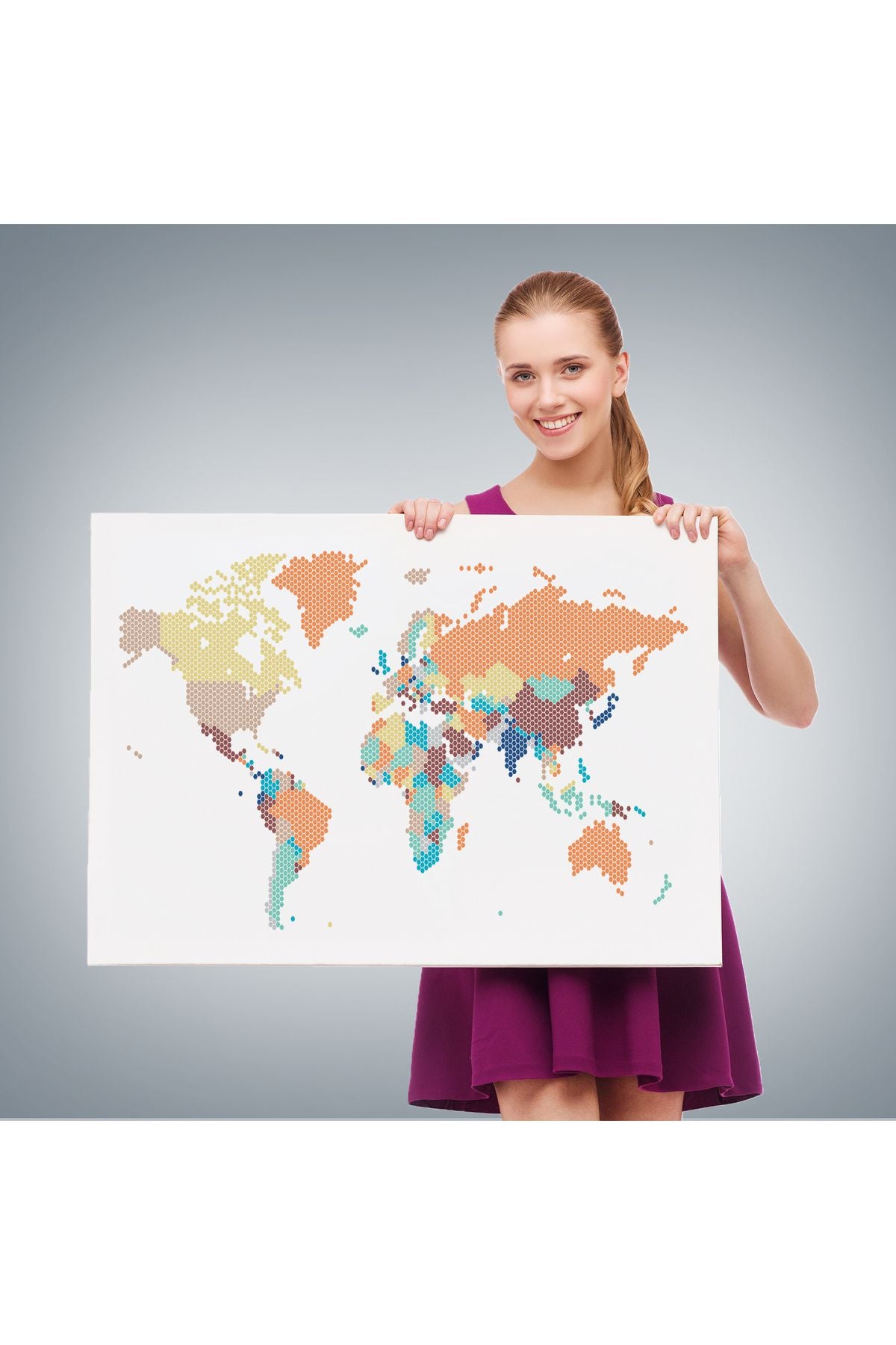 Dünya Haritası Dekoratif Kanvas Tablo 1061