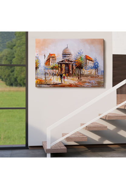 DB  Paris Sokakları Yağlıboya Görünüm Dekoratif Kanvas Duvar Tablosu-3485
