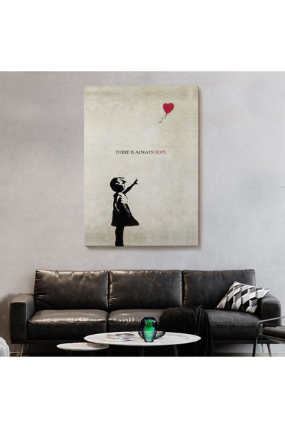 Banksy Kırmızı Balonlu Kız Dekoratif Modern Kanvas Tablo-4962