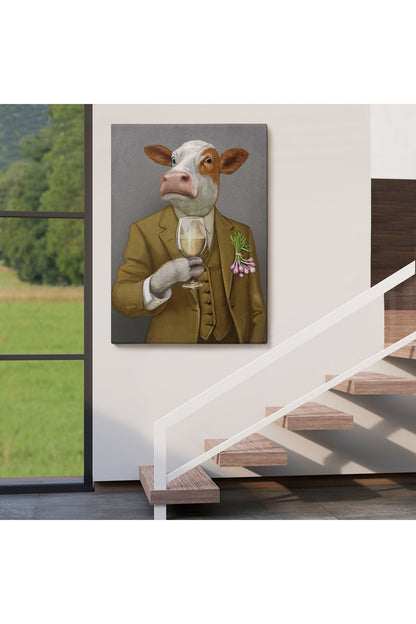 İnsan Kıyafetli Dana Dekoratif Duvar Tablosu -6375