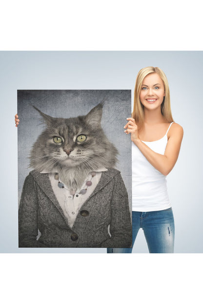 Kedi Kafalı İnsan Kanvas Tablo-4985