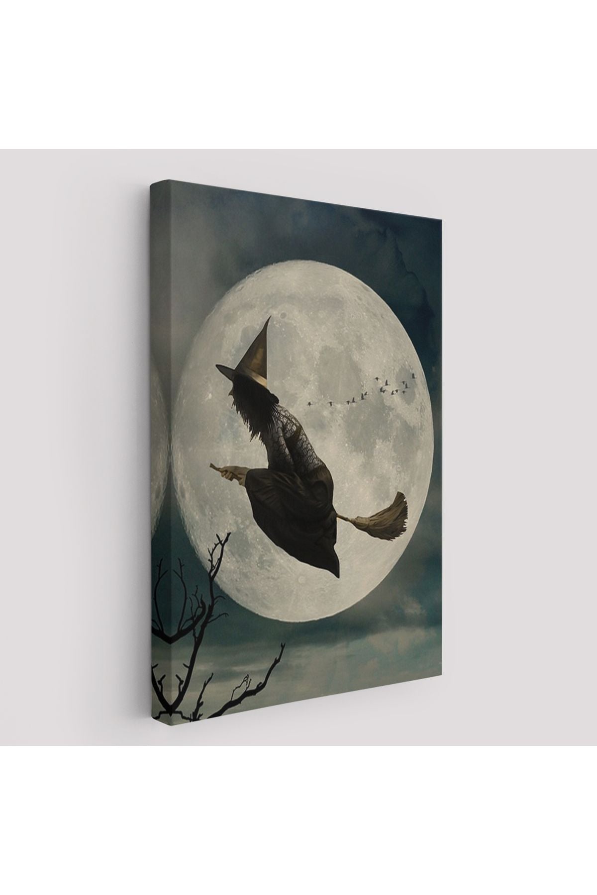 Süpürge İle Uçan Cadı, Cadılar Bayramı Helloven Duvar Tablosu -6481