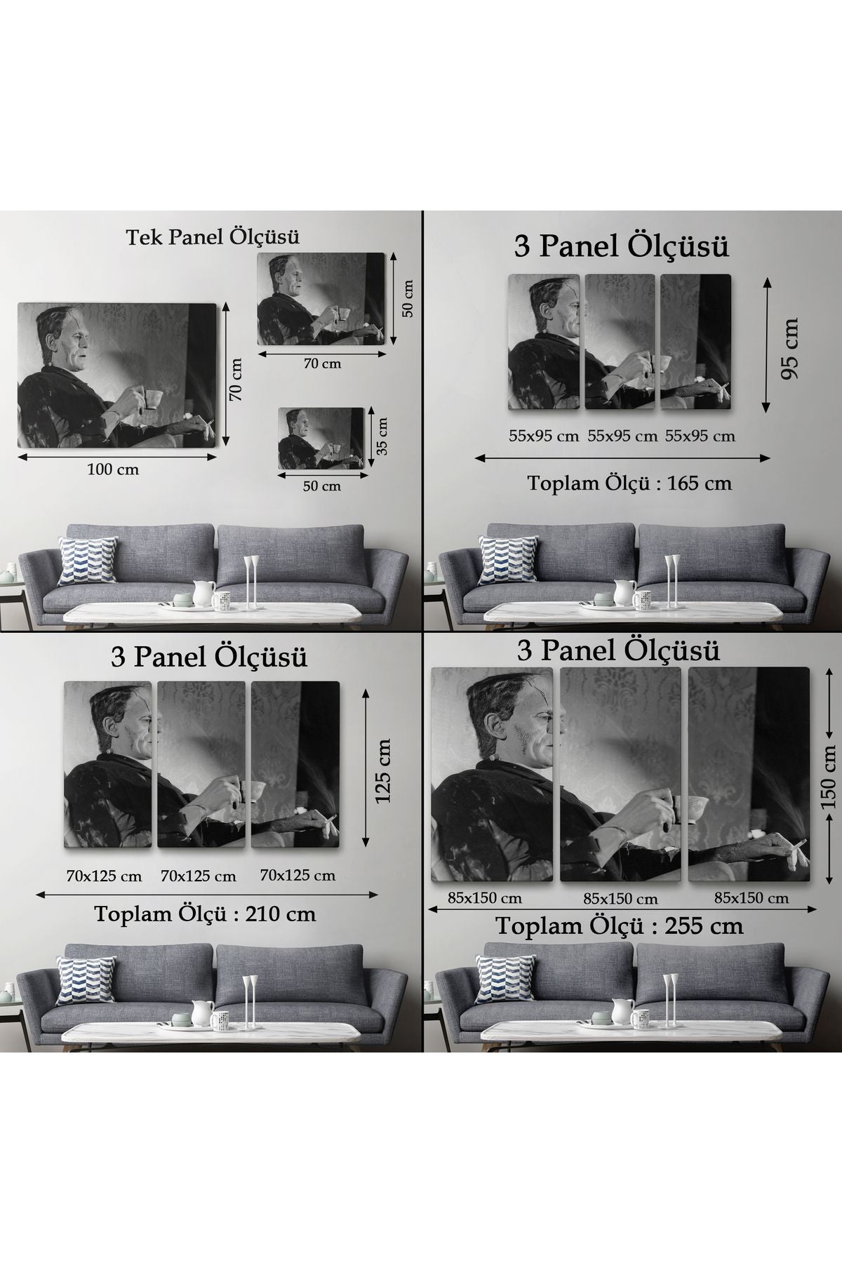 arg001 seri Frankenstein Remastered Tea and Cigarettes Korku Filmi Tablo, Boris Karloff Tablo-5369