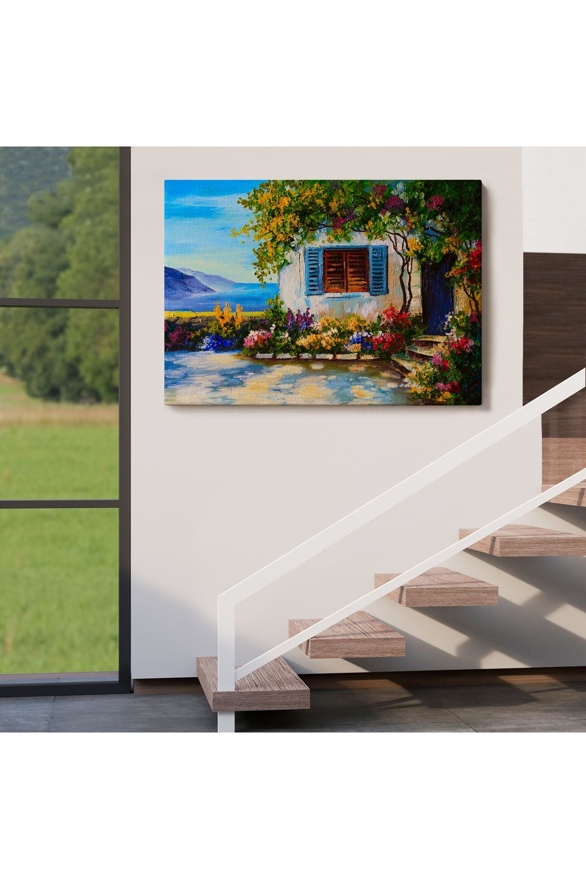 Deniz Manzaralı Güzel Ev Dekoratif Kanvas Duvar Tablosu-3437