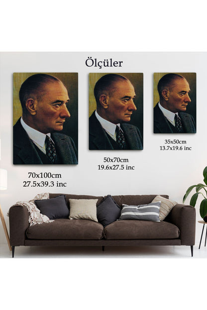 Atatürk Portre Tablosu Mustafa Kemal Atatürk Dikdörtgen Dekoratif Kanvas Tablo-DH-85