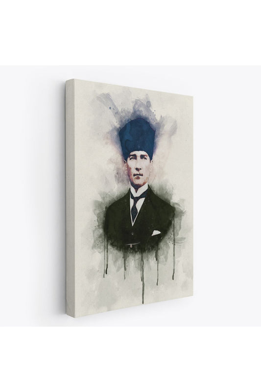 DB Atatürk Portre Tablosu Mustafa Kemal Atatürk Dikdörtgen Dekoratif Kanvas Tablo-CZ-77
