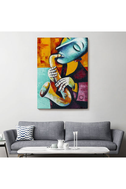 Saksafon Çalan Sürreal Müsizyen Dekoratif Duvar Tablosu-6423