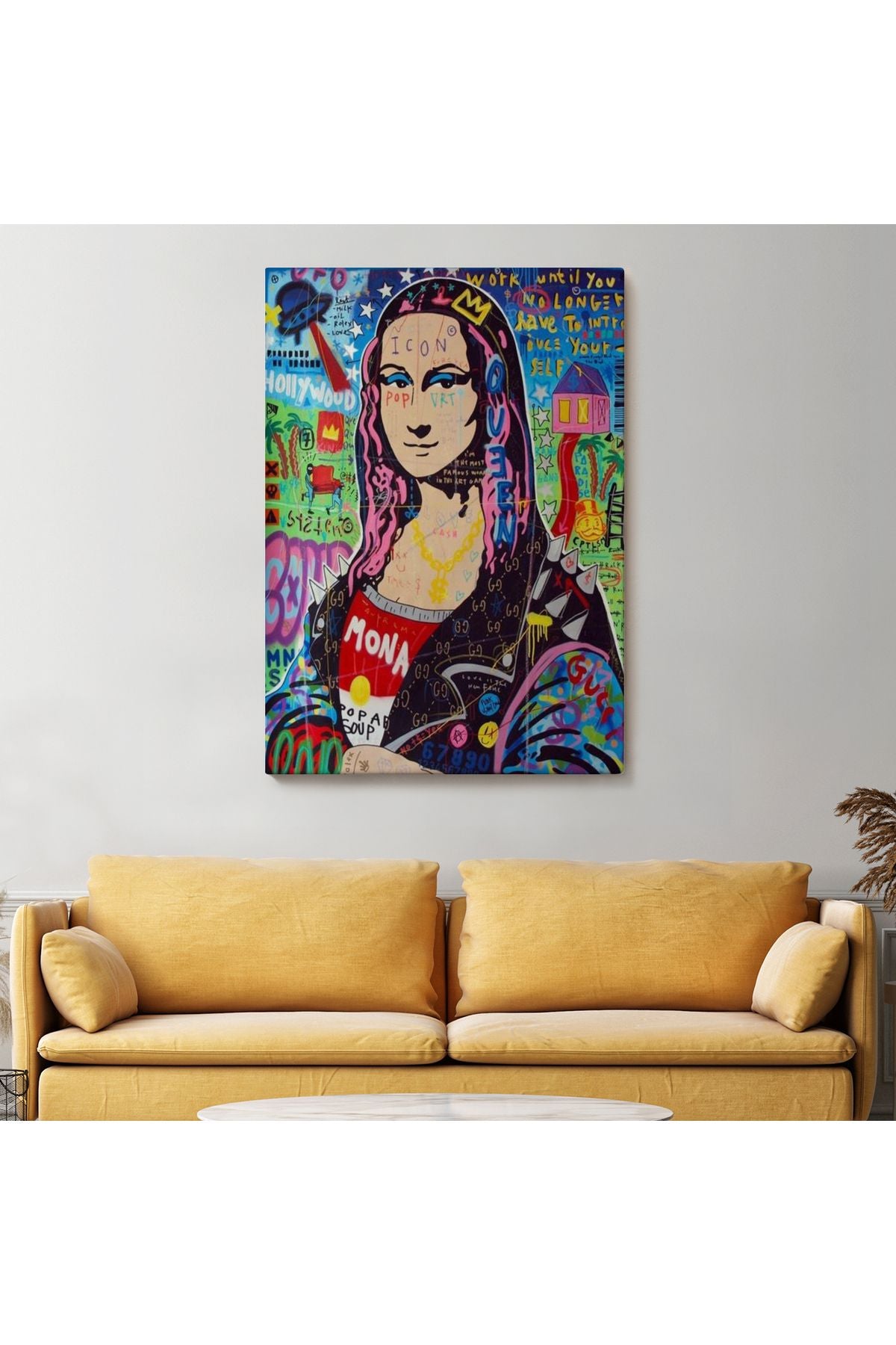 Banksy Renkli Mona Lisa Kanvas Tablo, Pop Art, Sokak Sanatı, Kanvas Tablo-5305