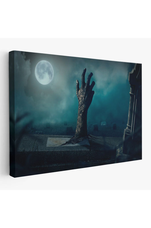 Mezarlık Dirilmiş El Cadılar Bayramı Mezardan Çıkan El Dekoratif Duvar Tablosu-5204